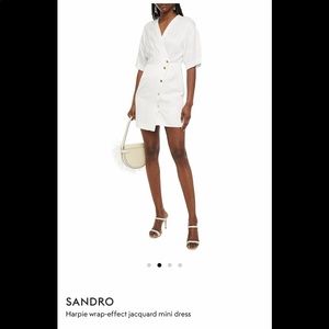 Sandro
Women's White Harpie Wrap-effect Jacquard Mini Dress